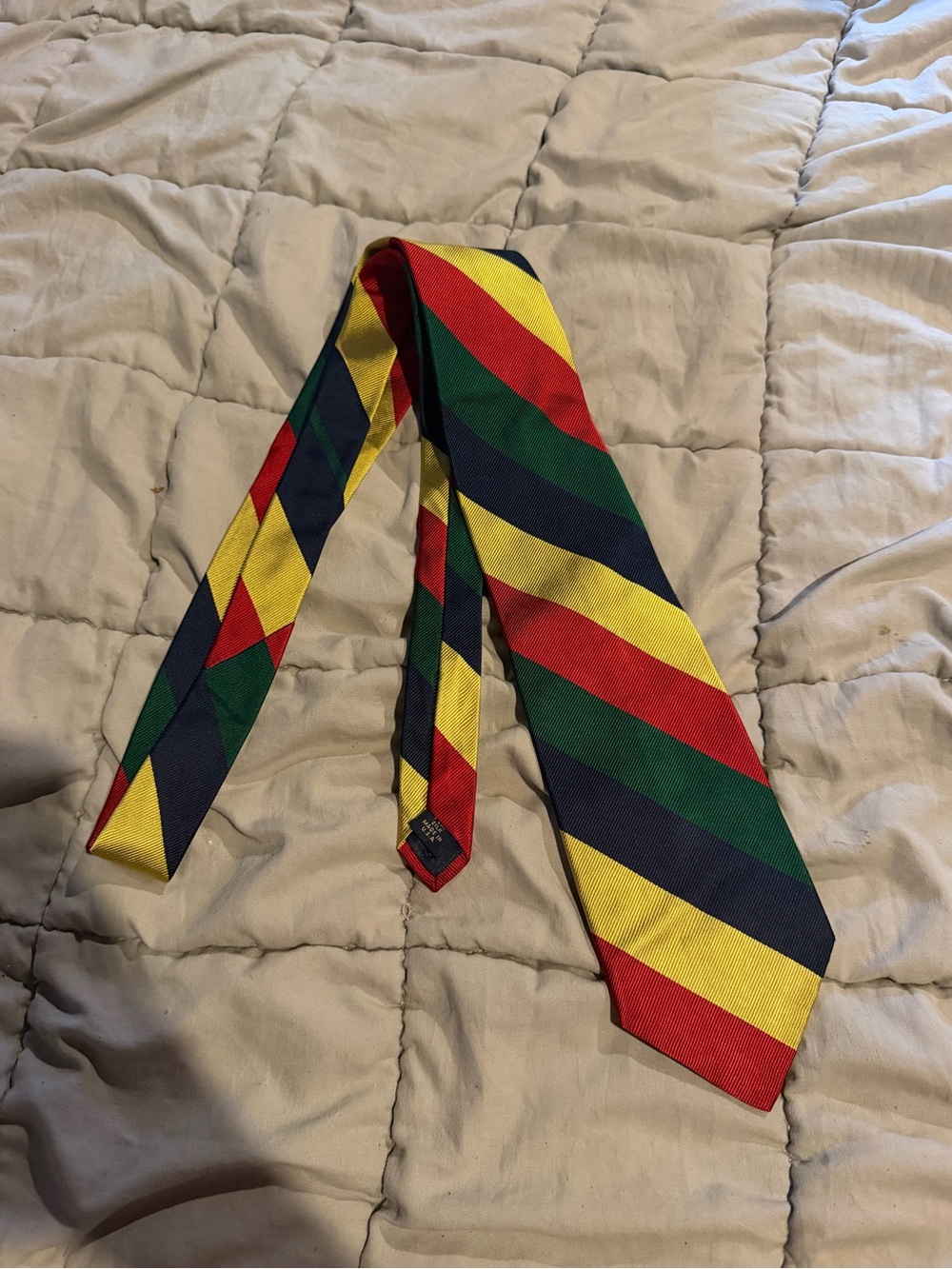 Striped Multi-Color Men's Neck Tie in Yellow, Red, Green, Navy